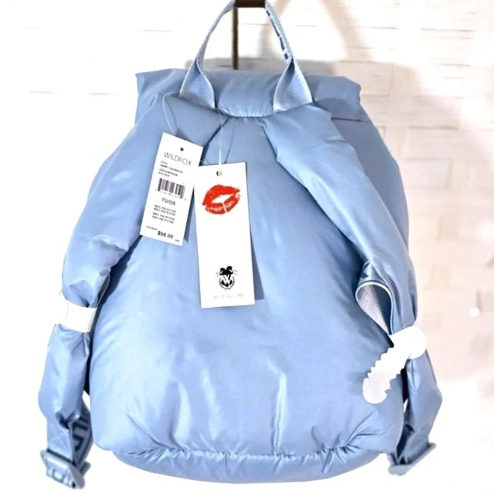 Wildfox Baby Blue‎ Puffy Nylon Backpack with Multiple Pockets New with Tags